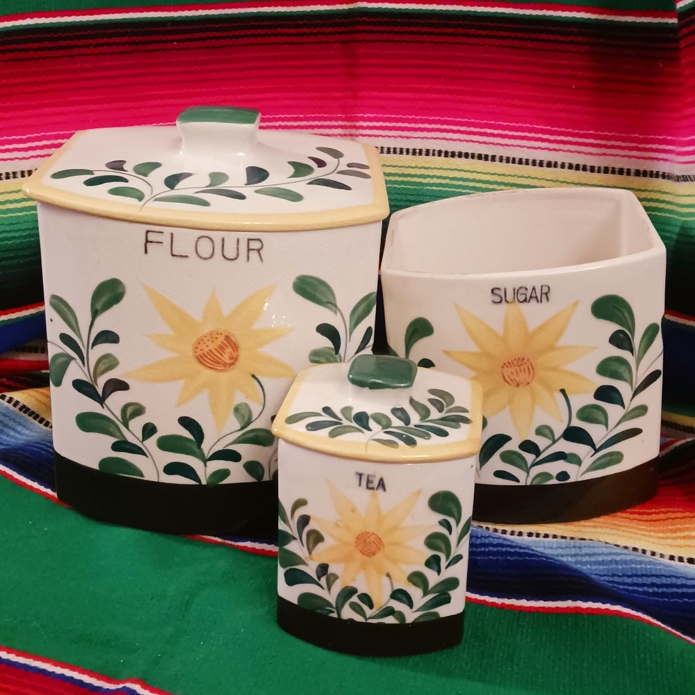 Vintage Sunflower Canister Set